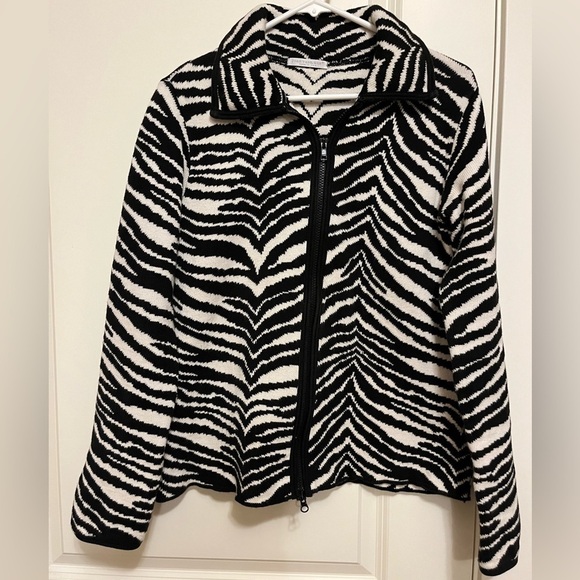 Joan Vaas Women's Zebra Stripe Cotton sweater jacket size M - Picture 1 of 7